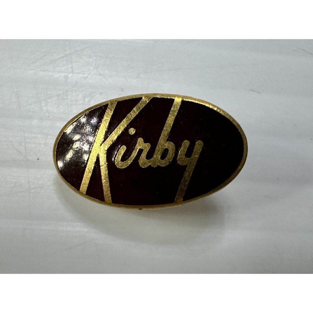 Vintage Kirby Vacuum Salesman Lapel Pin Red‎ Gold Enamel Advertising Tie Tack